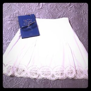 White Eyelet Trimmed Poplin Skirt